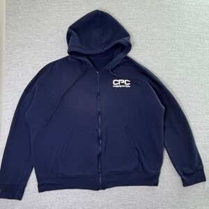 CPC Fabrication Mens Full Zip Hoodie XL Navy Blue Workwear Y2K Style USA